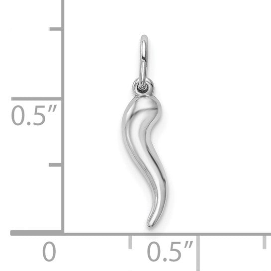 10k White gold 3D Italian Horn Charm