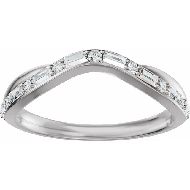 14K White Gold 1/2 CTW Lab Grown Diamond Contour Band