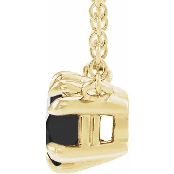14K Yellow Gold Natural Black Onyx Solitaire comes with 18" Necklace