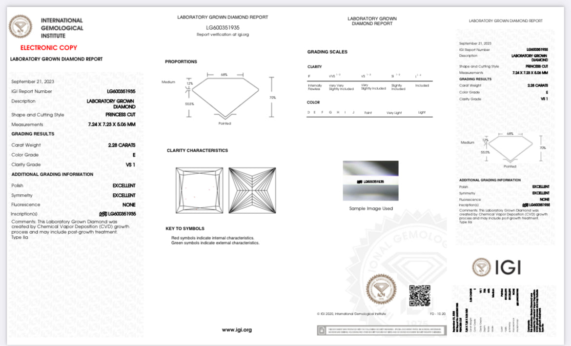 2.00 Lab Grown Princess Cut Diamond