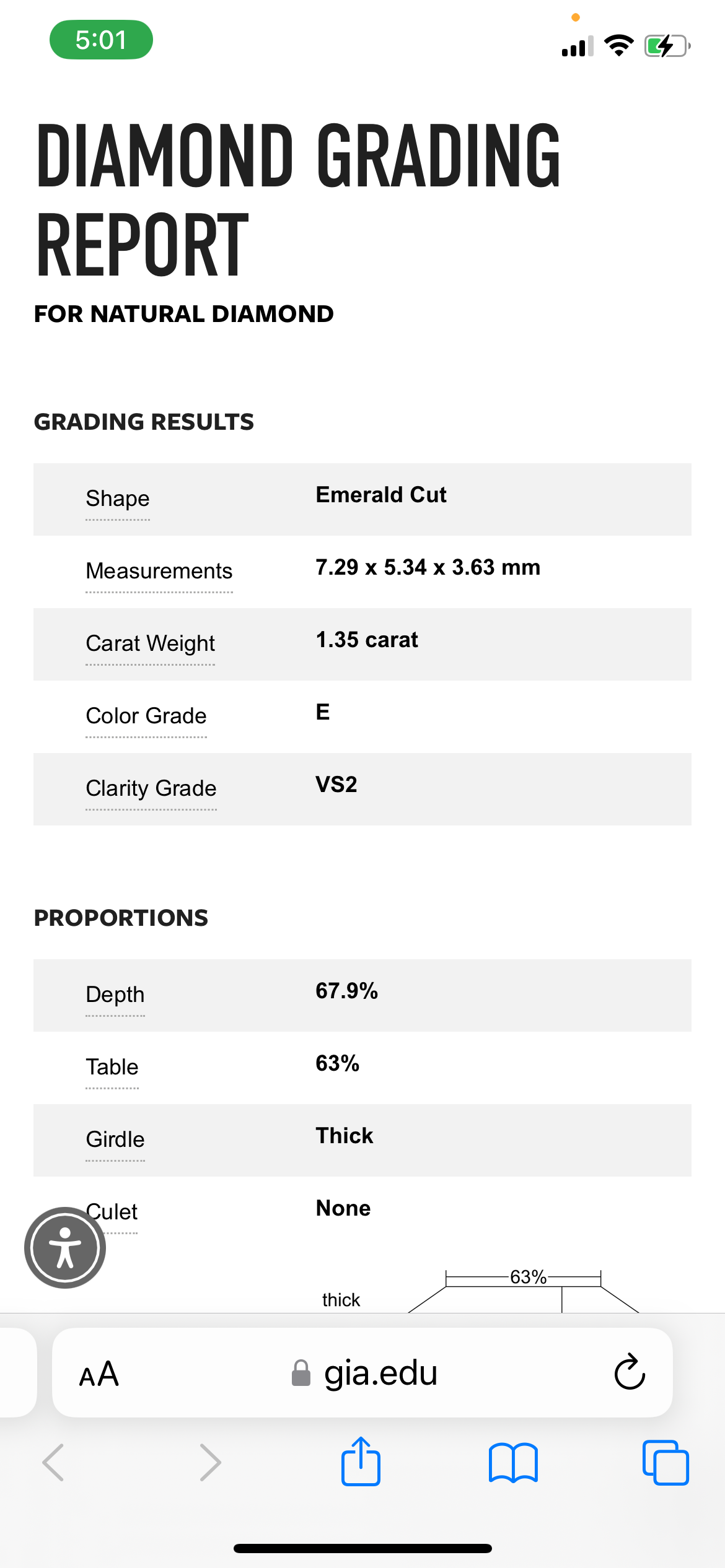 1.35 Natural emerald cut Diamond , Color E , Clarity VS2 GIA 2226696880