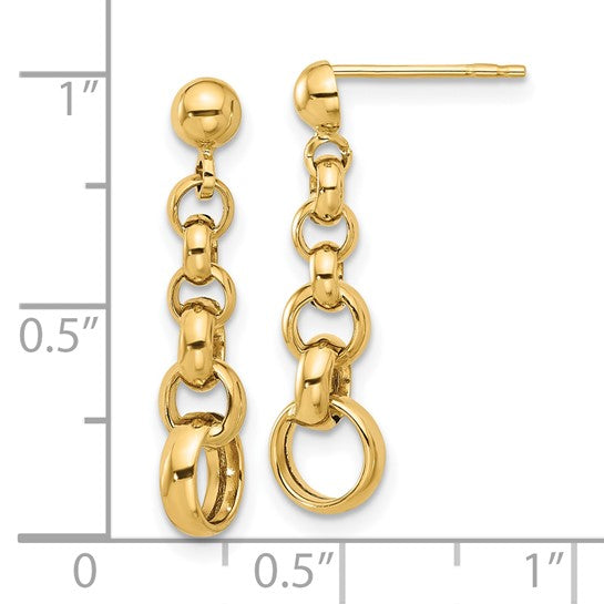 14k Yellow Gold Circle Link Earrings