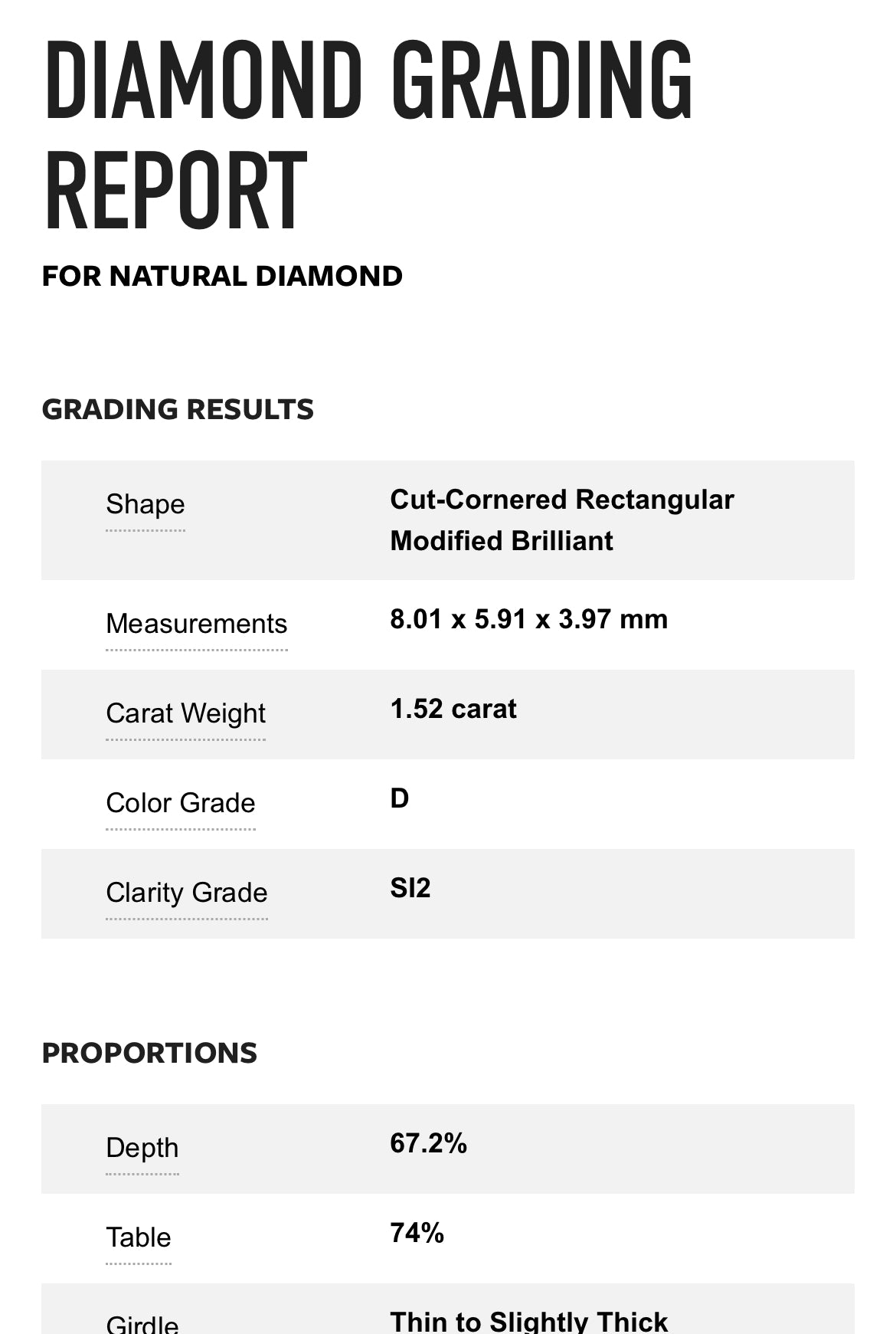 1.52 carat Radiant Cut Color D, Clarity S12, GIA Certified 6301934512