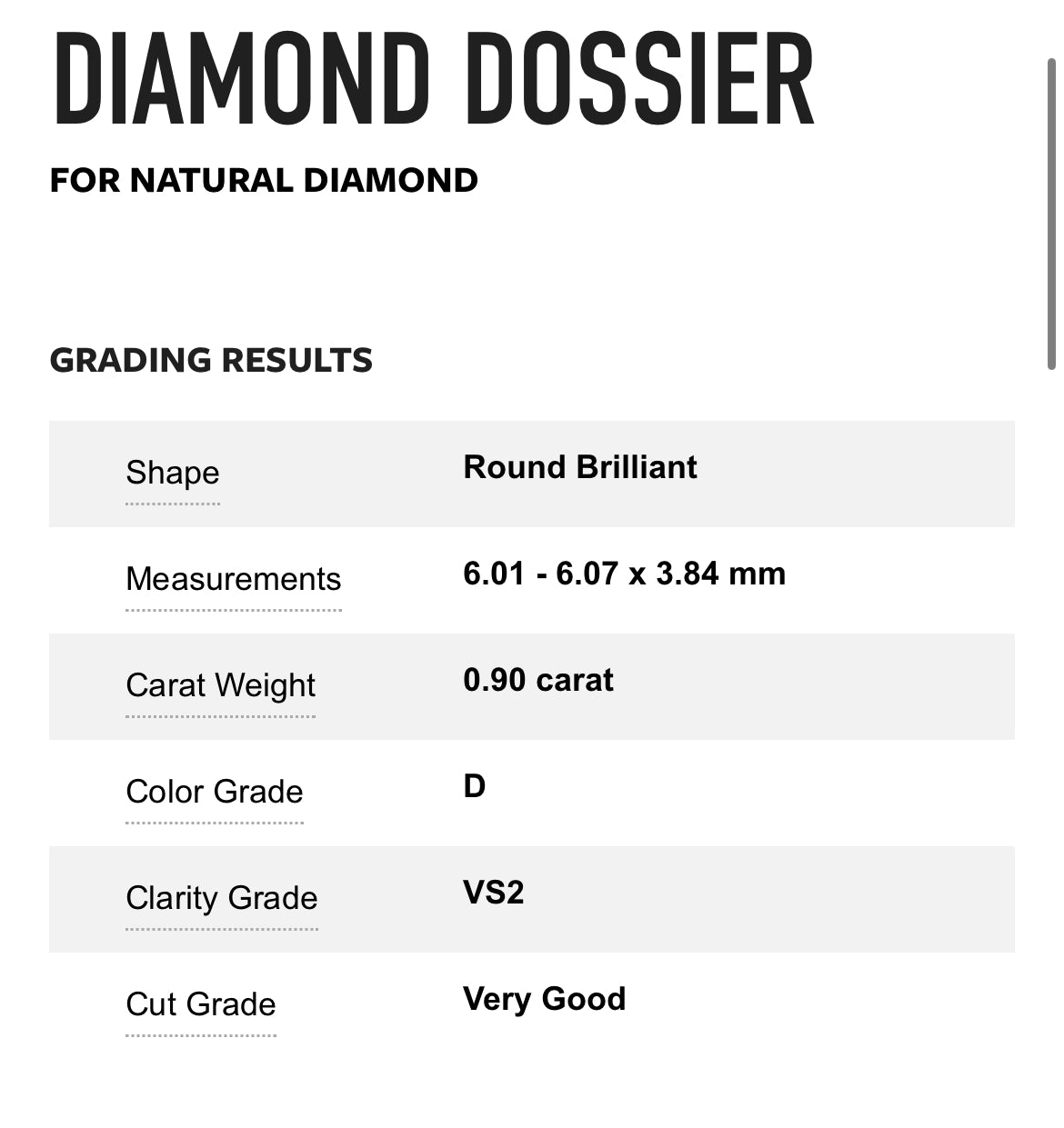.90 Carat Round Diamond Color D, Clarity VS2 Solitaire Engagement 14k White Split Shank