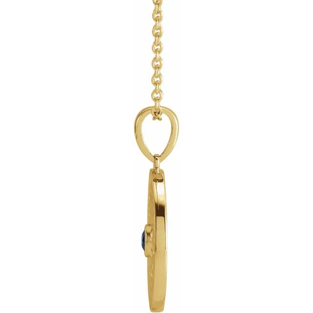 14K Yellow Gold Natural Blue Sapphire Beaded Disc, comes with 14k yellow gold adjustable chain