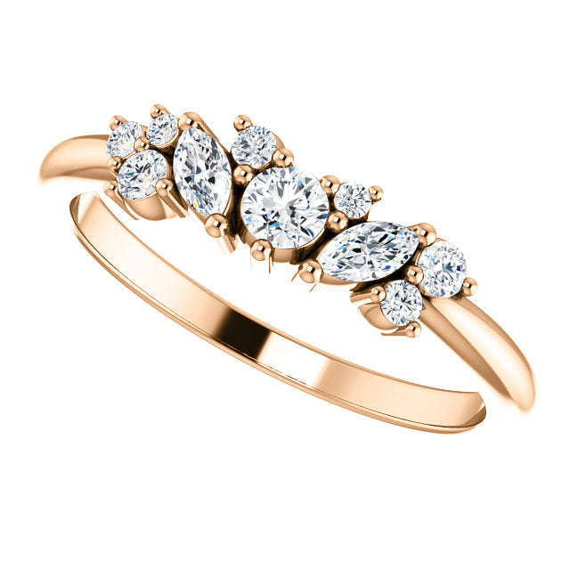 14k Gold 1/3 Natural Diamond Cluster Diamond Ring