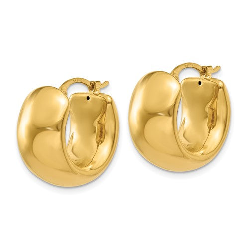 14K Yellow Gold 9 mm Wide Bubble Polished Hoop Earring