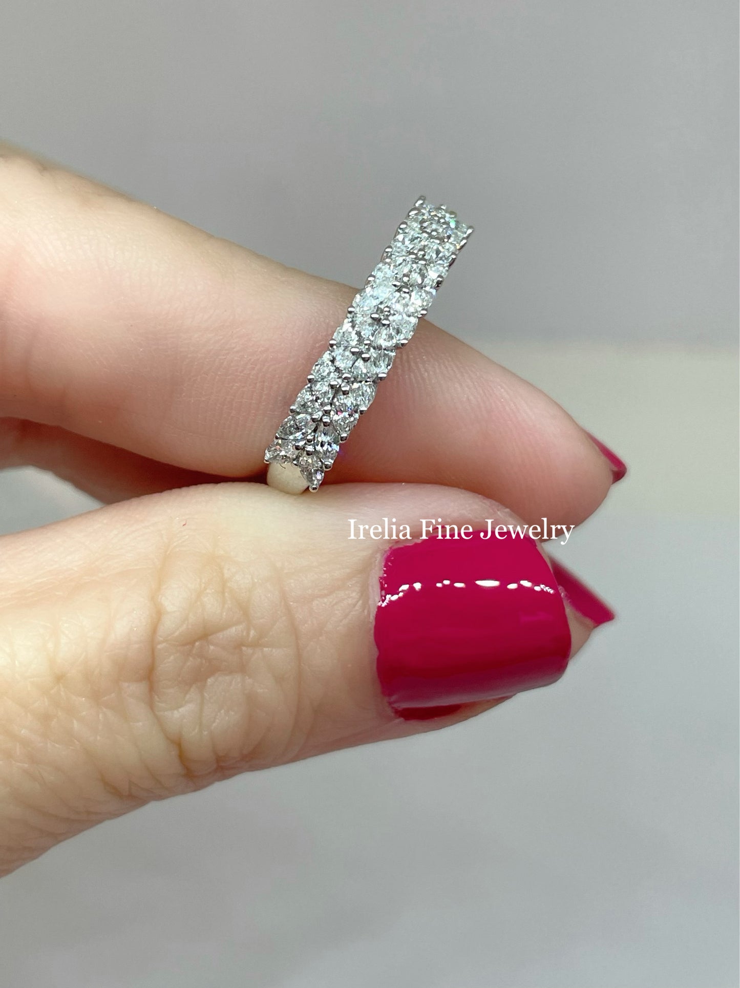 14K White Gold and 7/8 Carat Natural Diamond Anniversary Band, Chevron Design