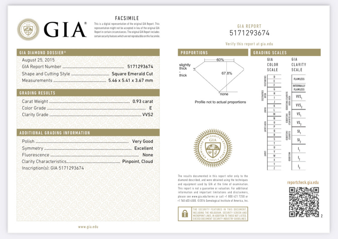 .93 Carat Asscher Cut Diamond E , VVS2 , GIA CERTIFICATE 5171293674
