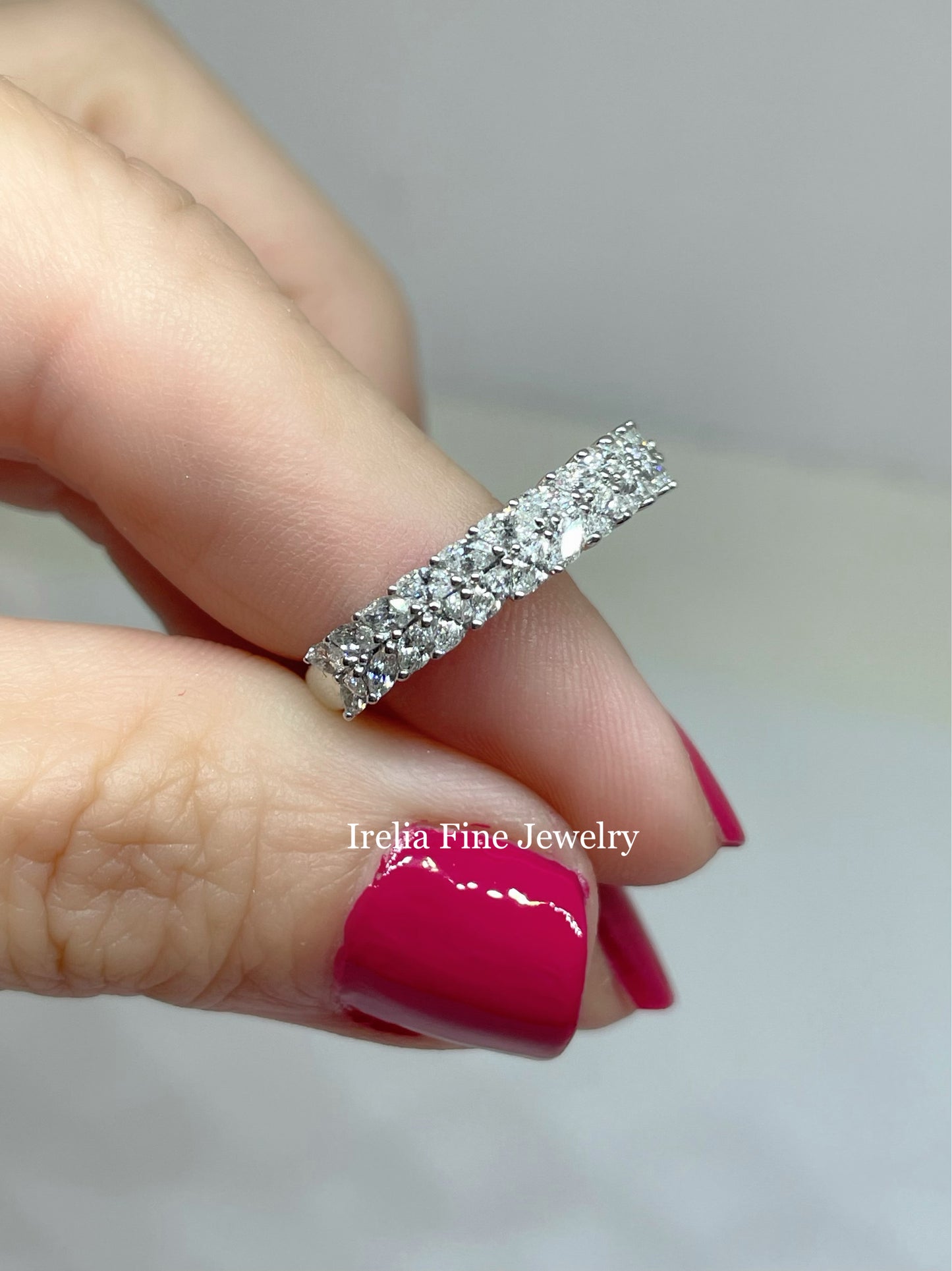 14K White Gold and 7/8 Carat Natural Diamond Anniversary Band, Chevron Design