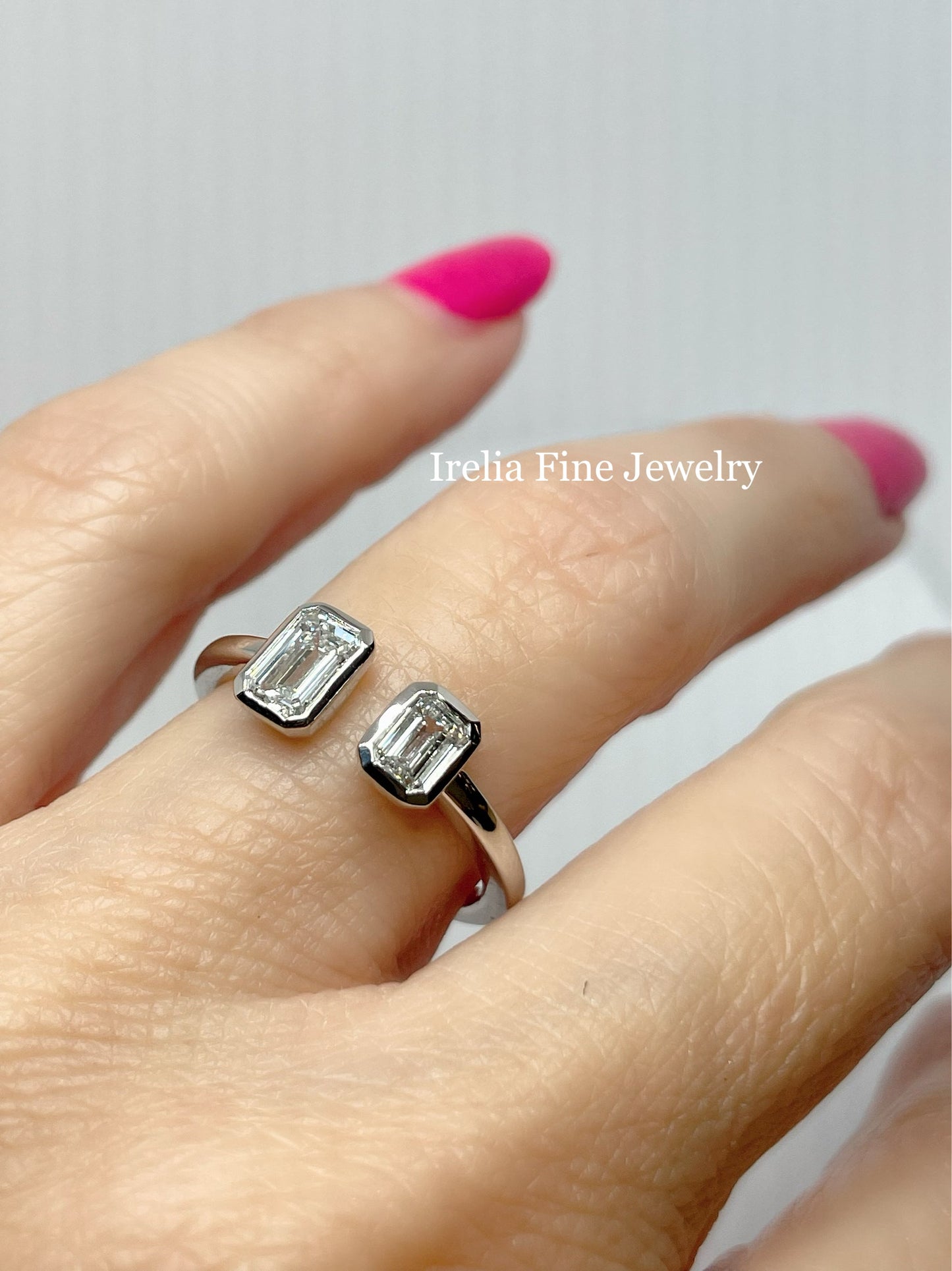 1.00 Carat Emerald Cut Lab Diamond Ring, 14k White Gold