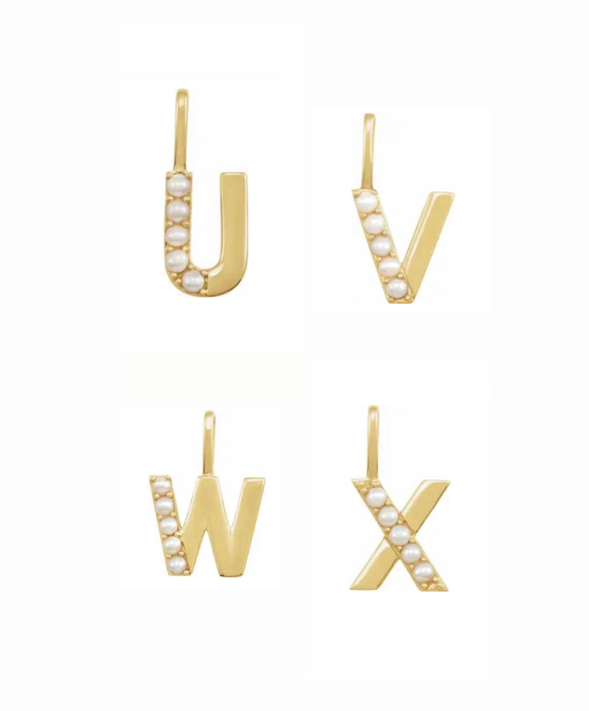 14k Yellow Gold Cultured Peral Initial Pendant with bail slide, personalized gift