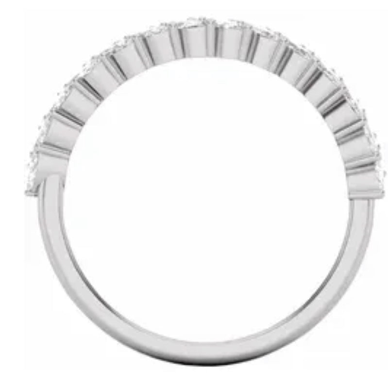 14K White Gold and 7/8 Carat Natural Diamond Anniversary Band, Chevron Design