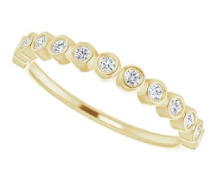 14K Gold 1/5 CTW Bezel Set Natural Diamond Stackable Ring