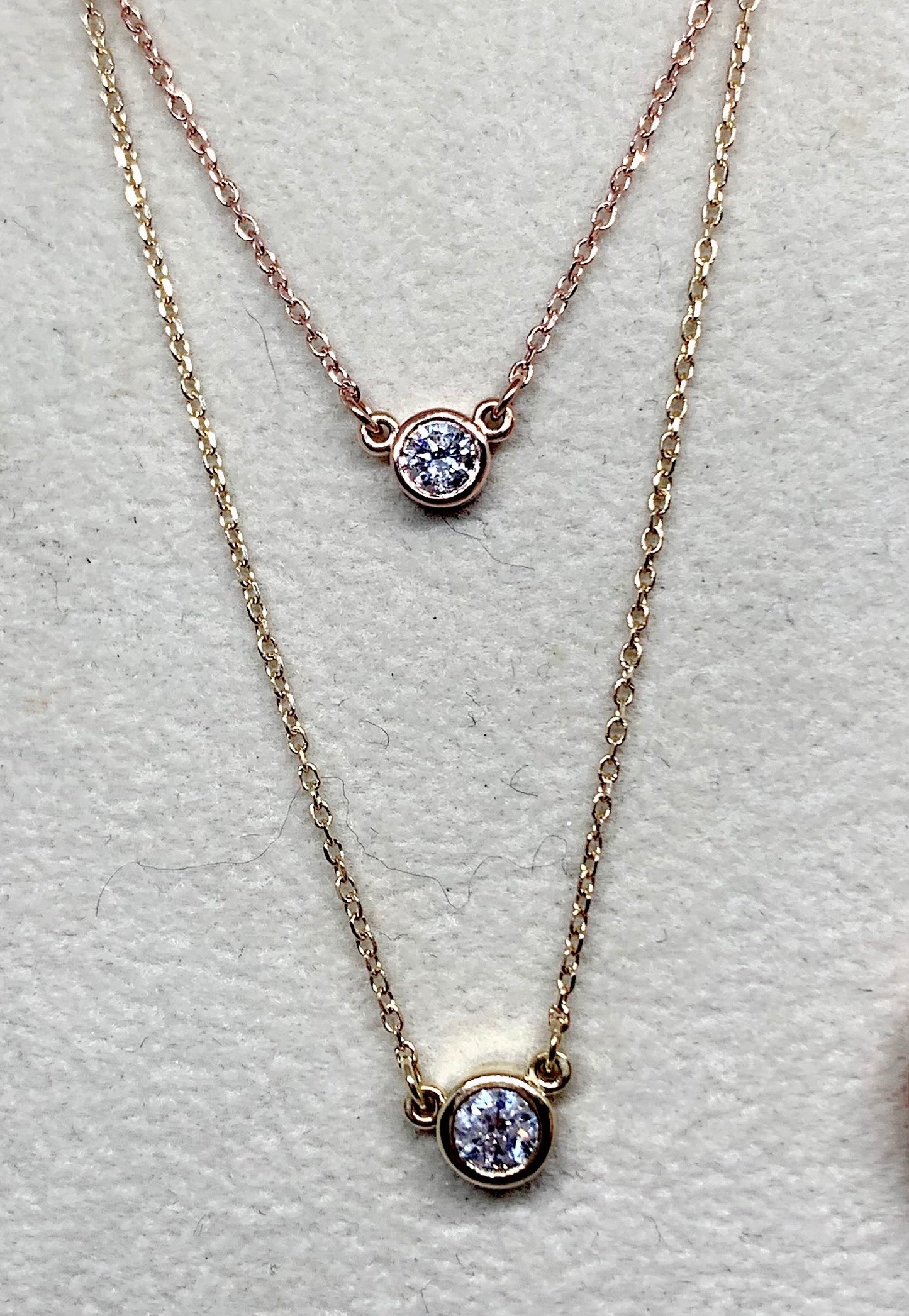14k Gold 3mm or 4 mm Bezel Set Diamond Pendant, comes with 14k Gold Adjustable Chain