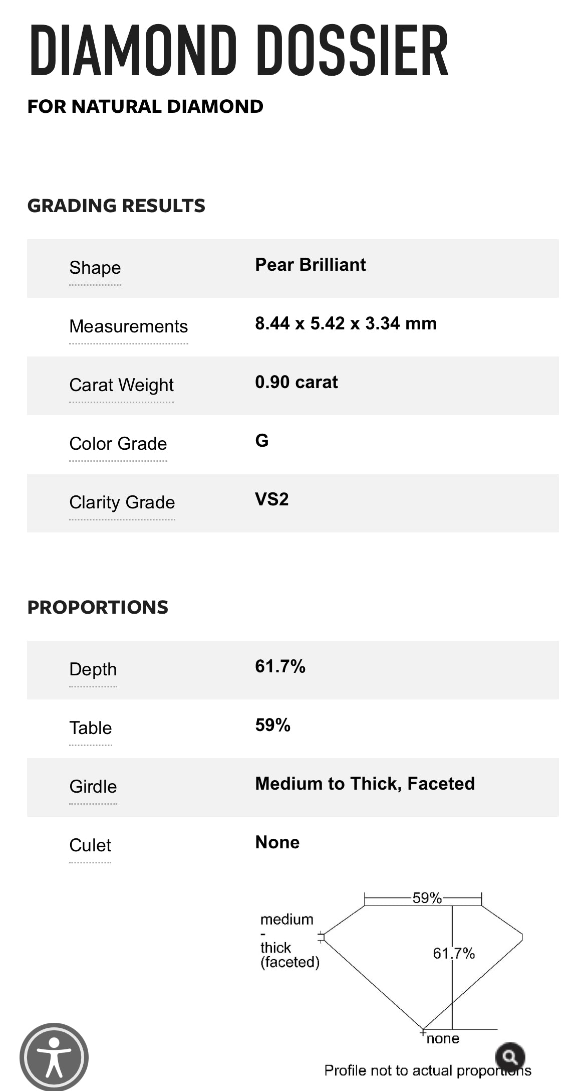 .90 Carat Pear Shape Diamond G , VS2 , GIA Certified 6301877499