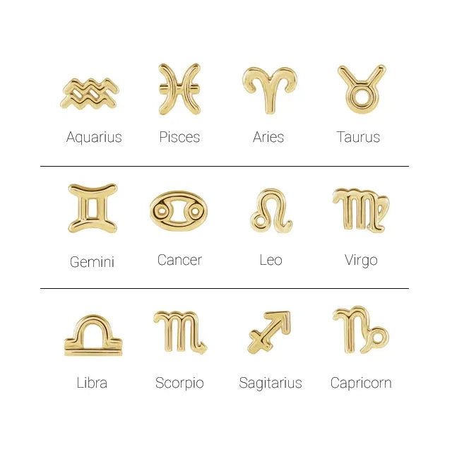 Tiny 14k Gold Zodiac Studs