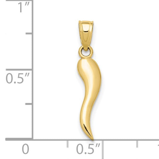 10k Yellow gold flat Italian Horn Charm with Bail