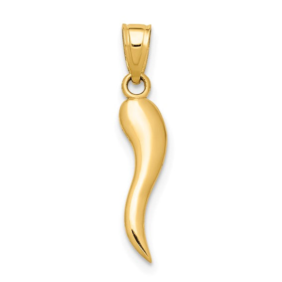 10k Yellow gold flat Italian Horn Charm with Bail