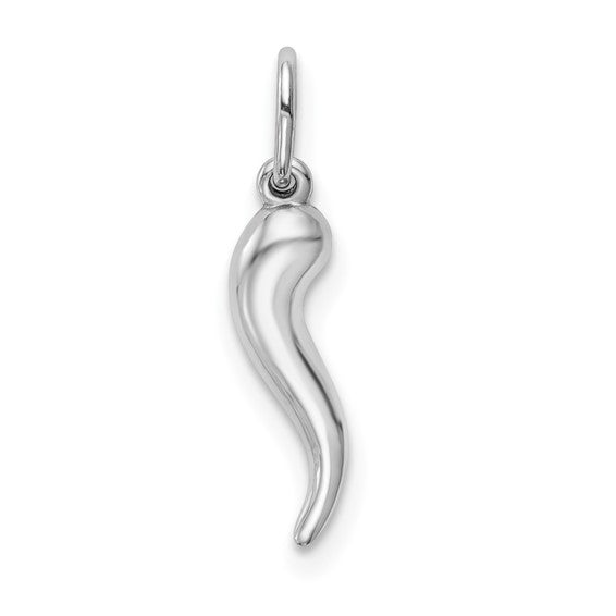 10k White gold 3D Italian Horn Charm
