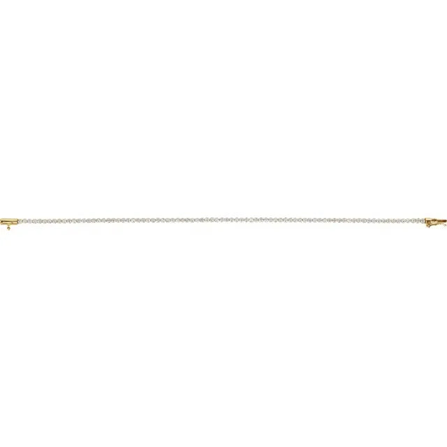 14K Yellow 1 5/8 CTW Lab Diamond Bezel Bracelet, Size 7 inches