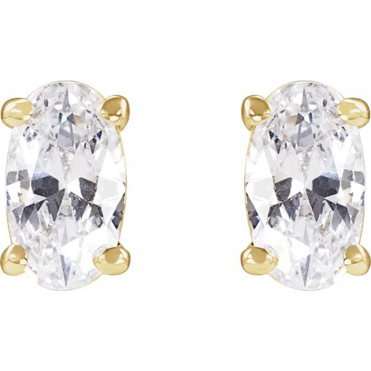 14K Yellow Gold Oval 1 CTW Lab-Grown Diamond Stud Earrings