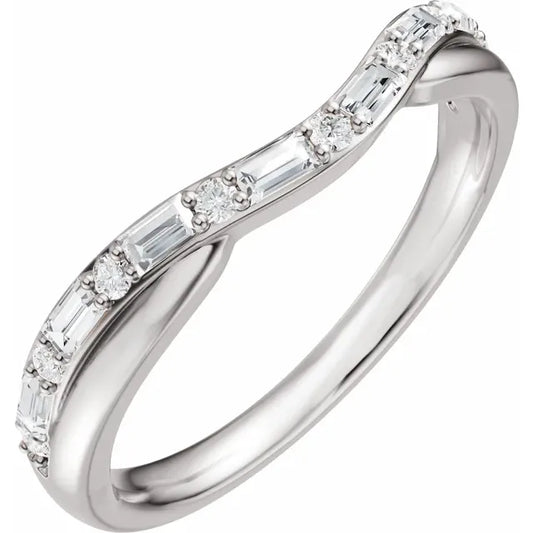 14K White Gold 1/2 CTW Lab Grown Diamond Contour Band