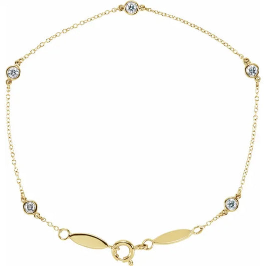 14k Yellow Gold 1/3 Carat Lab Grown Diamond Bezel Bracelet with 5 Stations