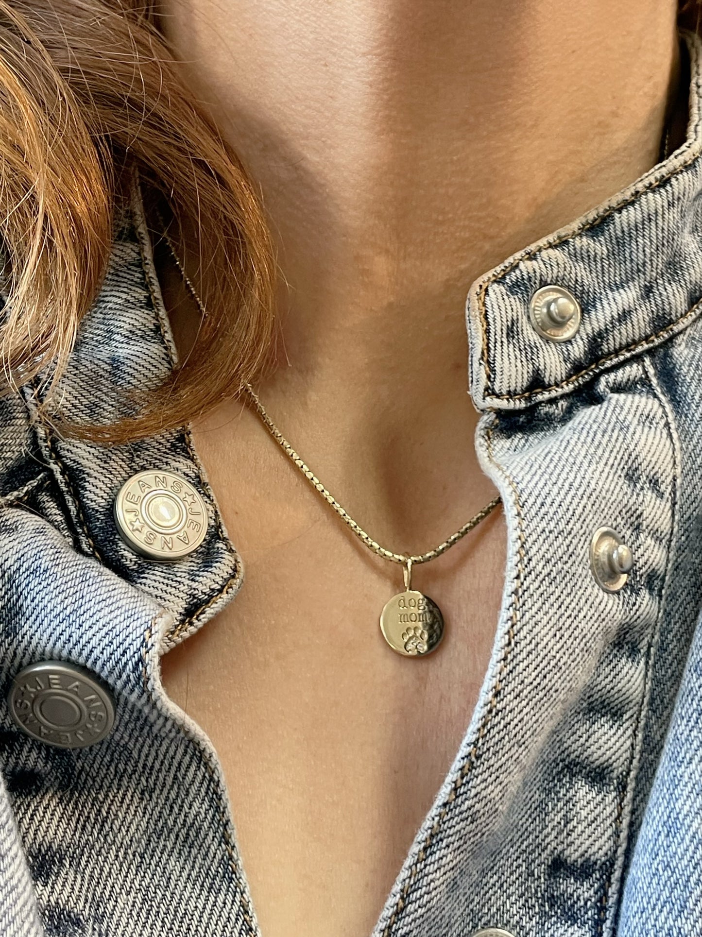 14K Yellow Gold Dog Mom Paw Pendant , .01 carat natural Diamonds