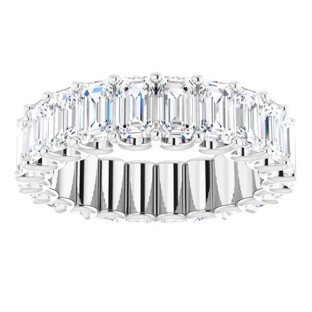 14k White Gold Emerald Cut Lab Diamond Eternity Band - MADE TO ORDER