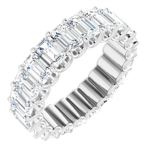 14k White Gold Emerald Cut Lab Diamond Eternity Band - MADE TO ORDER