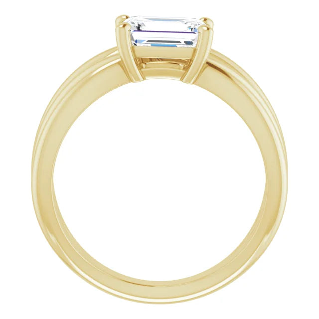 Customizable Collection : Bypass Emerald Cut Lab Diamond 14k Yellow Gold - MADE TO ORDER