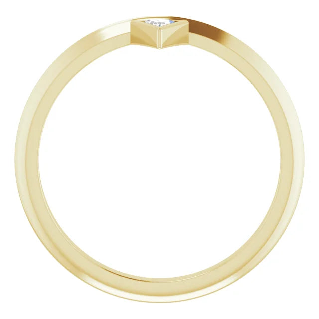 14K Yellow Gold .06 CT Natural Trillion Diamond Stackable OR Wedding Band  - Size 7