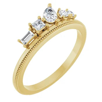 14K Yellow Gold 3/8 CTW Natural Diamond Stackable Ring - Size 7