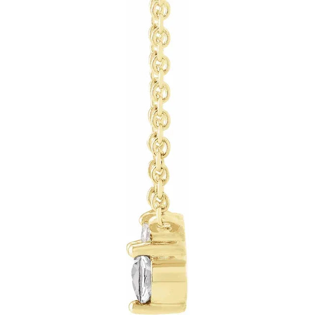 14K Yellow Gold Natural White Sapphire & .015 CTW Natural Diamond 18" Necklace