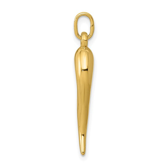 14k 3D Italian Horn Charm, size 25 x 5 mm