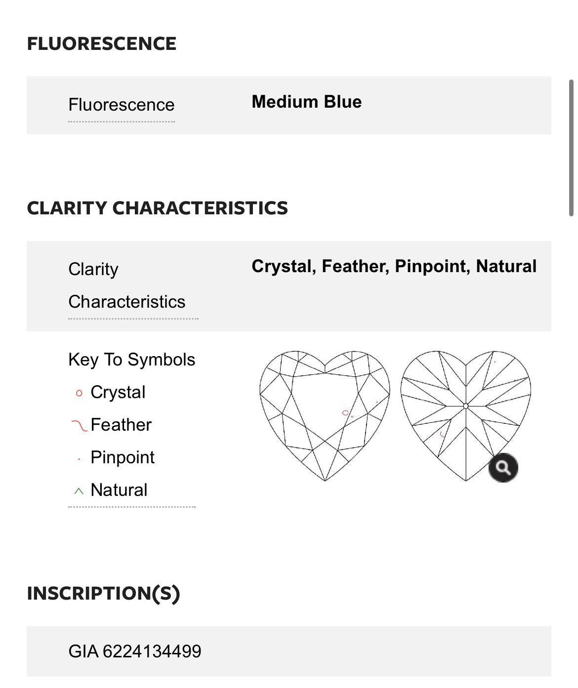 1.00 carat Natural Heart Diamond , Color D , Clarity SI1 - GIA 624134499