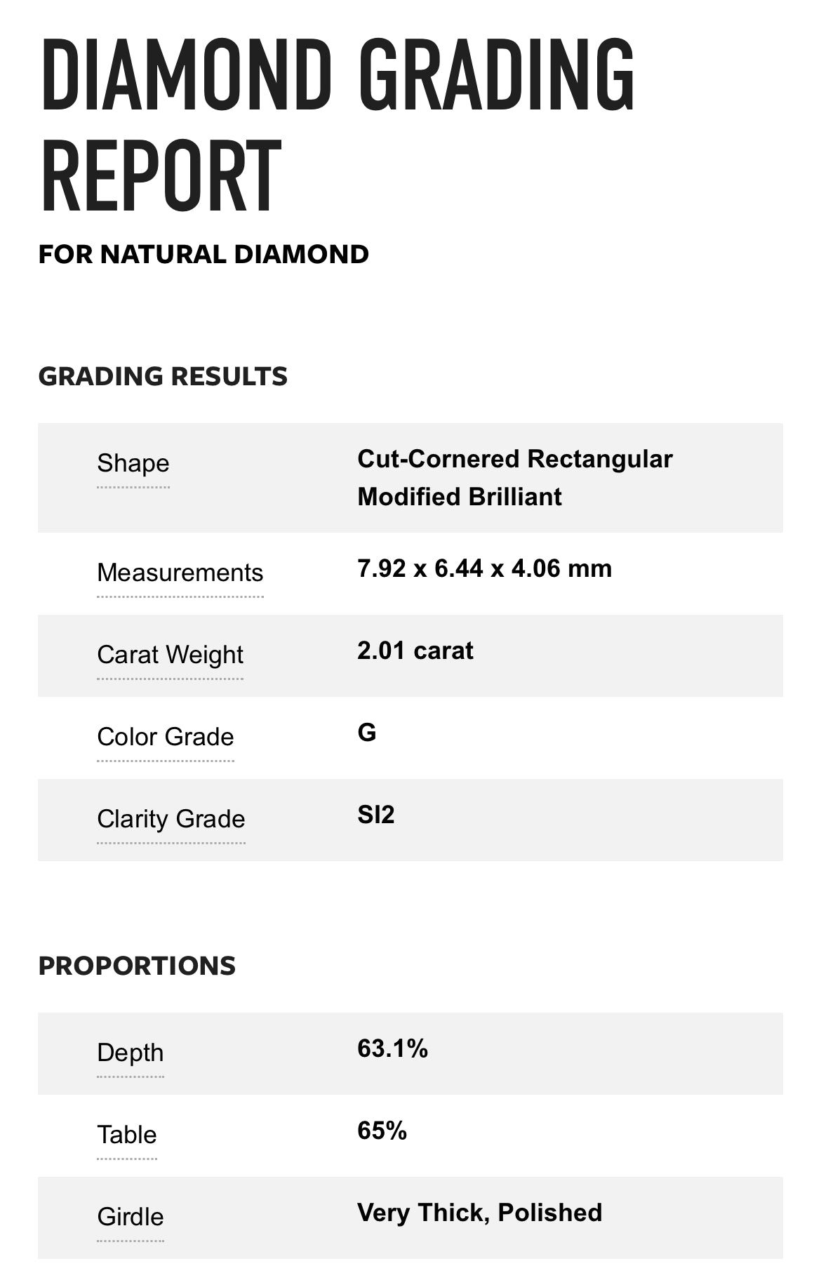 2.01 carat Radiant Cut Natural Diamond Color G Clarity SI2 GIA 6451606106 / Available in Showroom Total PRICE $16,985.00/ DEPOSITED REQUESTED