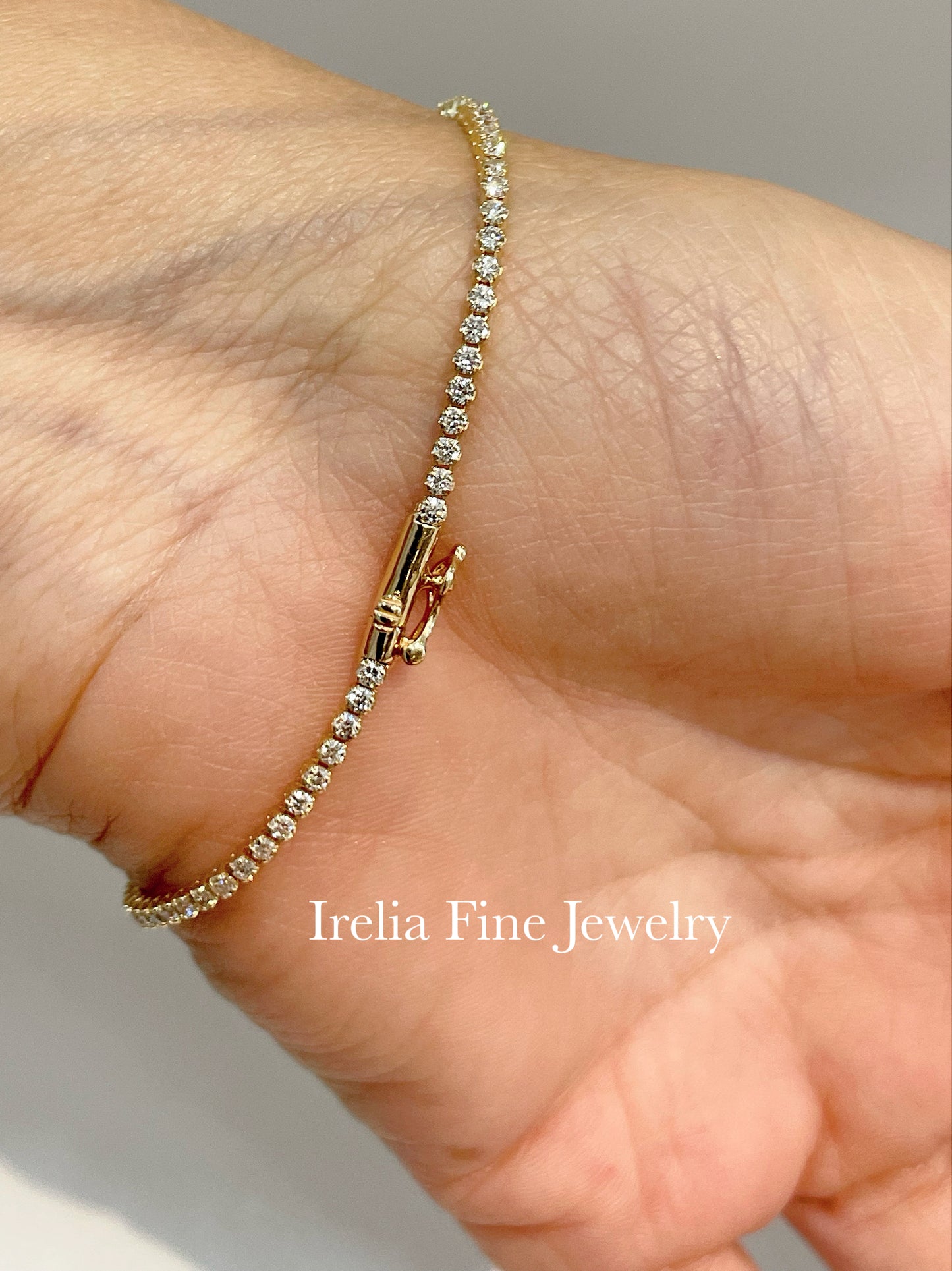 14K Yellow 1 5/8 CTW Lab Diamond Bezel Bracelet, Size 7 inches