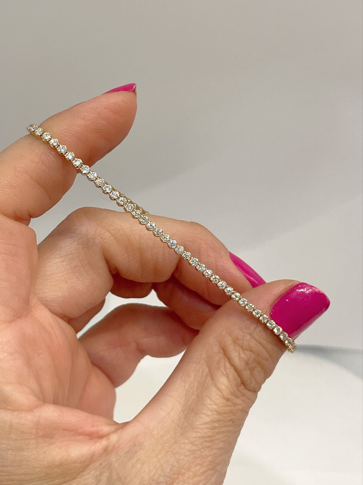 14K Yellow 1 5/8 CTW Lab Diamond Bezel Bracelet, Size 7 inches