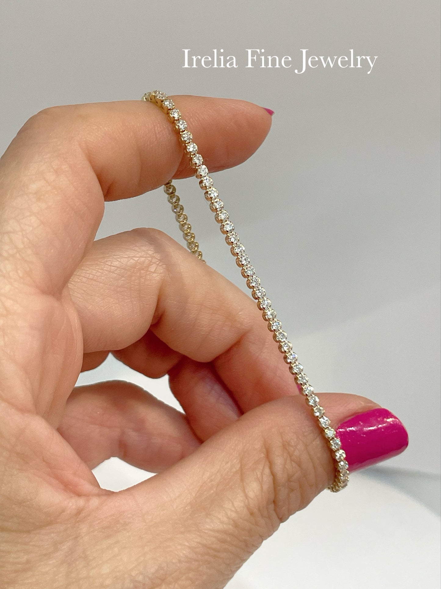 14K Yellow 1 5/8 CTW Lab Diamond Bezel Bracelet, Size 7 inches