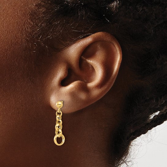 14k Yellow Gold Circle Link Earrings