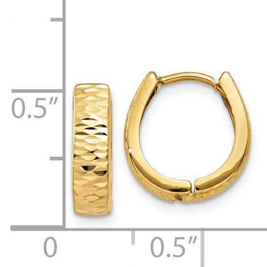 14k Yellow Gold Polished Huggie Hoop Earrings, Size 12 x 3 mm