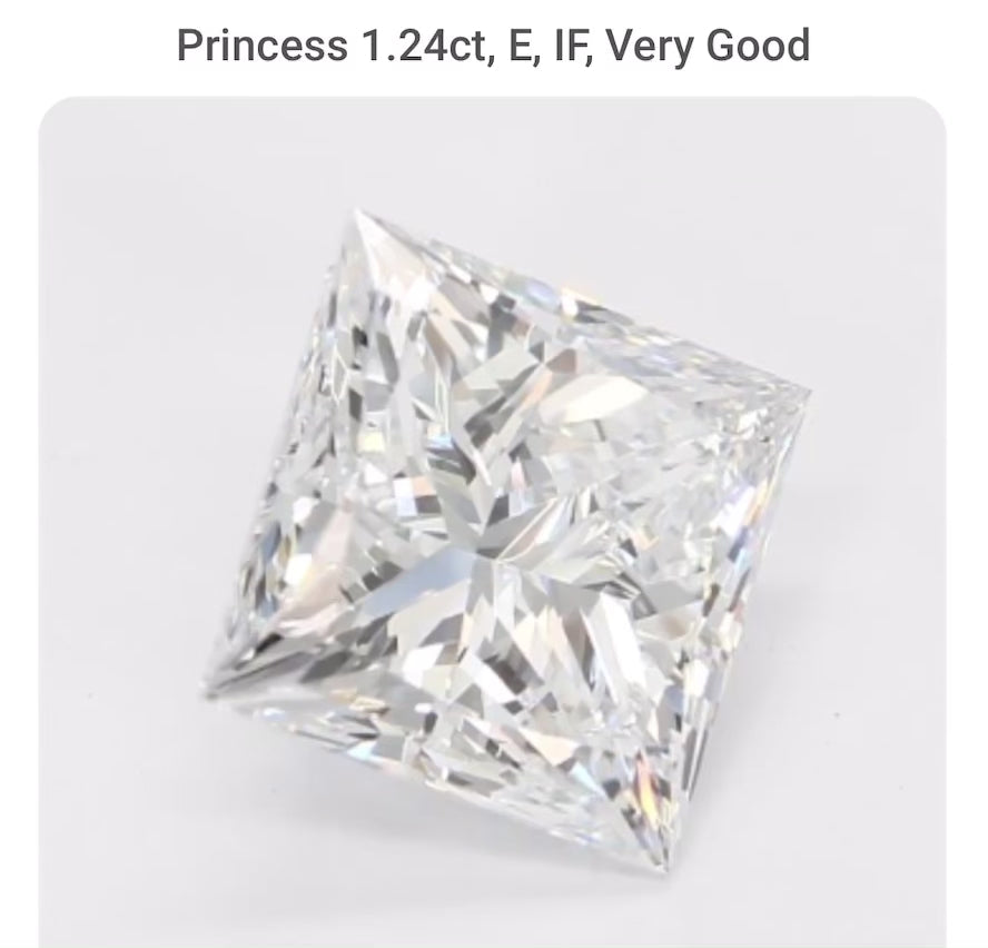 1.24 Lab Grown Princess Cut Diamond