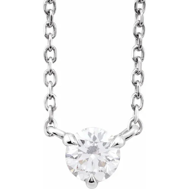 14K White Gold Floating 1/5 CTW Natural Diamond Solitaire 16-18" Necklace