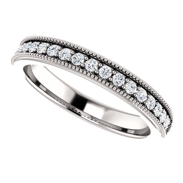 14K Gold Milgrain Edge Natural Diamond Band