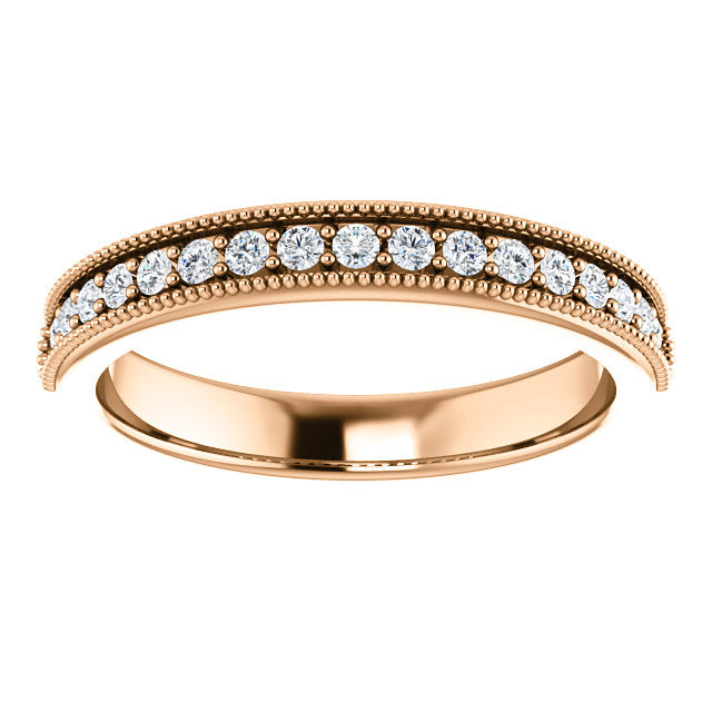 14K Gold Milgrain Edge Natural Diamond Band