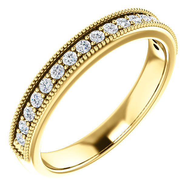 14K Gold Milgrain Edge Natural Diamond Band