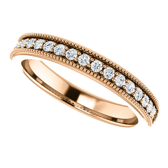 14K Gold Milgrain Edge Natural Diamond Band