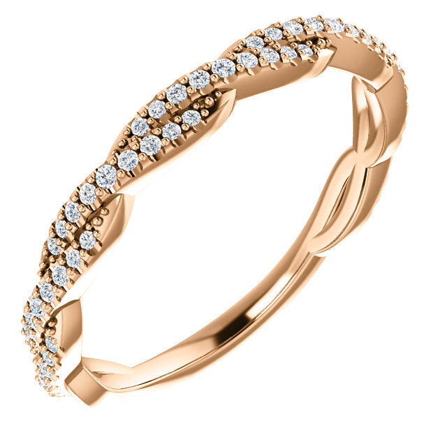 14K Gold 1/4 CTW Twisted Natural Diamond  Band